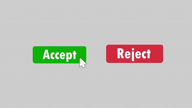 Accept and reject option buttons isolated on gray background in simple 2D interface style