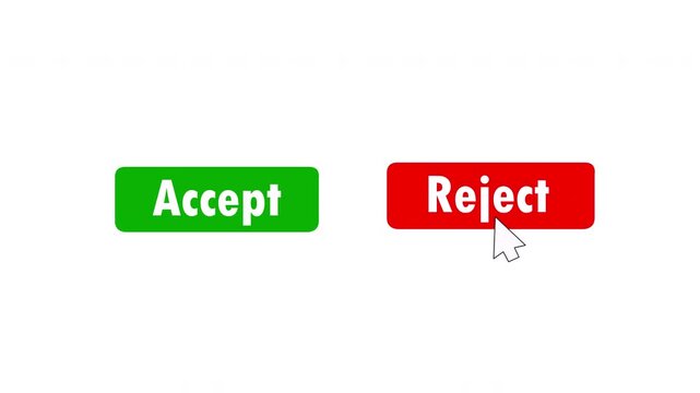 Accept and reject interface buttons isolated on white background in modern digital style