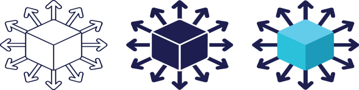 Data Distribution Network Cube Technology Icon Set