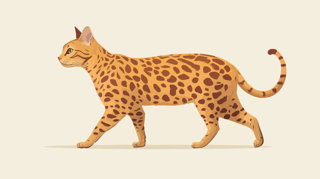 Illustration of a feline with a leopard pattern walking sideways