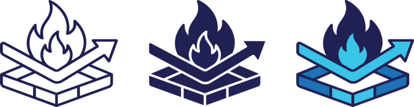 Fire Resistance Protection Vector Icon Set