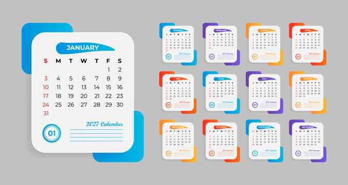 Beautiful 2027 Calendar Template