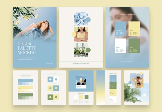 Color Palette Moodboard Template For Brand Style Guide, Color Scheme Board, Lookbook Layout & Colour Swatch Pages