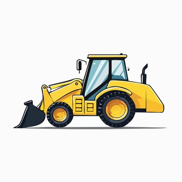 Yellow Front Loader Construction Vehicle Illustration
