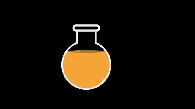 Laboratory test tube Flask with color liquid icon concept loop animation with alpha channel