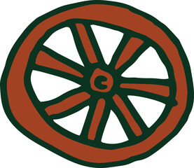 Obraz premium Brown Wooden Wagon Wheel Illustration