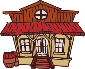 Obraz premium Old West Wooden Saloon Illustration