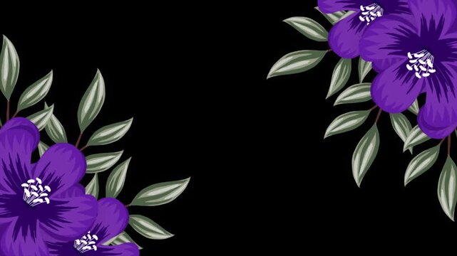 Wedding decoration flower titles copy space for text leaf wreath floral Frame animation With alpha channel.