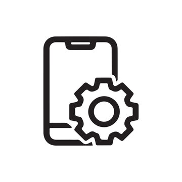 Mobile Phone Settings and Optimization Gear Icon for System Configuration Management