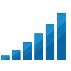 Fototapeta premium Growth bar chart with increasing blue bars