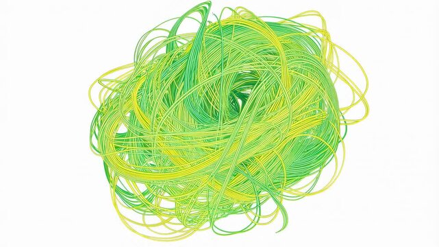 Abstract Swirling Green and Yellow Tangled Lines