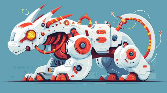 Futuristic robotic lizard with mechanical parts and glowing eye