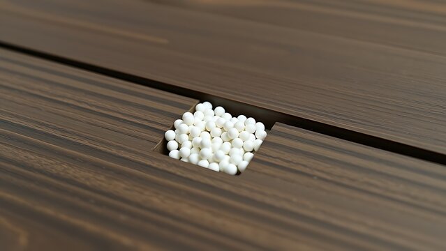 Smooth white sealant bead filling a gap between dark wood planks.