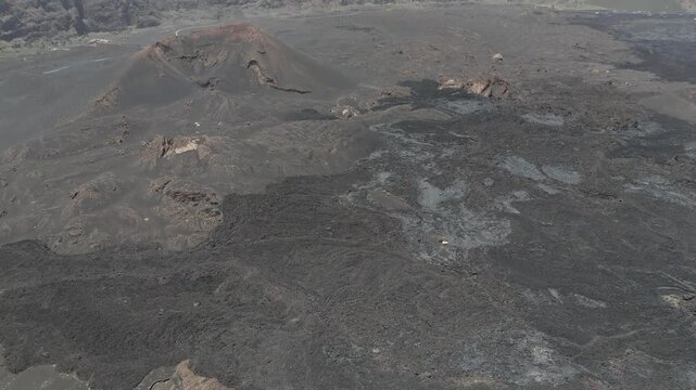 Fogo Volcano, Cabo Verde showing the complex textures of ash and solidified lava flows