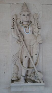 Intricate Stone Carving of Dvarapala Guardian at Jain Temple