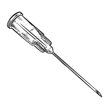 hypodermic needle vector line art hand drawn illustration