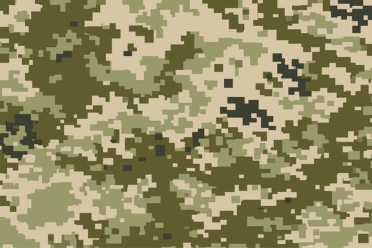 Digital military camouflage background featuring a pixelated pattern similar to the Ukrainian MM-14 design.