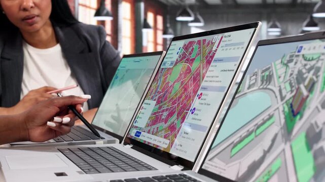 GIS Analysts Reviewing Property Maps Together