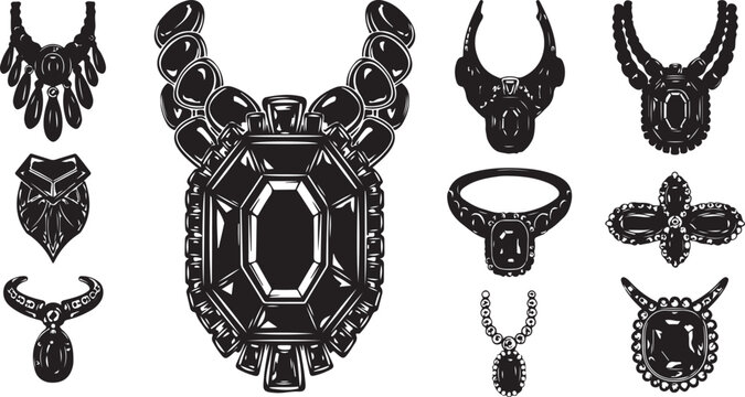 Collection of black and white jewelry designs