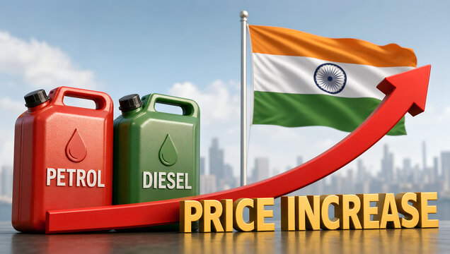 Petrol Diesel price rise in India concept