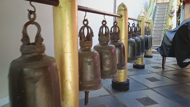 Intricate Golden Ornaments and Sacred Buddha Statues Inside Wat Phra That Doi Suthep Temple in Chiang Mai, Thailand.