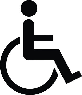 Black and white wheelchair symbol icon for accessible parking and public facilities Vector