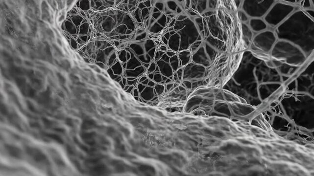 Microscopic view of cellular structures representing futuristic concepts and abstract thought