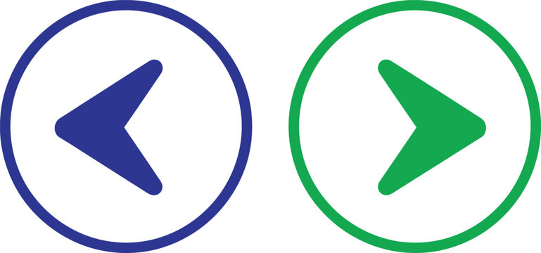 Purple and green circle arrow buttons for website navigation and user interface design Vector