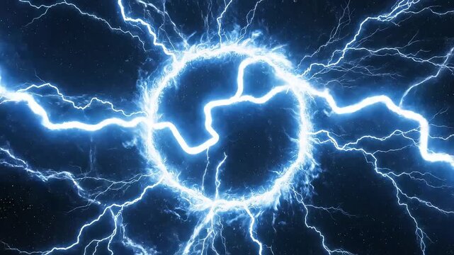 Electricity lightning ring in space symbolizing conceptual art and dynamic energy