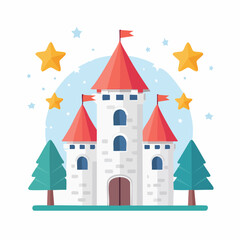 Obraz premium Fantasy Castle with Stars and Trees
