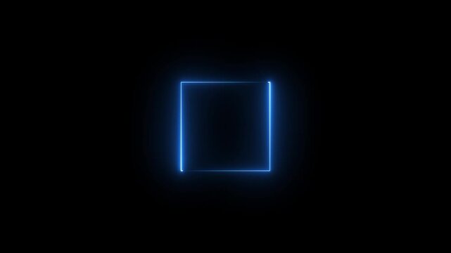 Abstract glowing neon frame rectangle icon animation background.