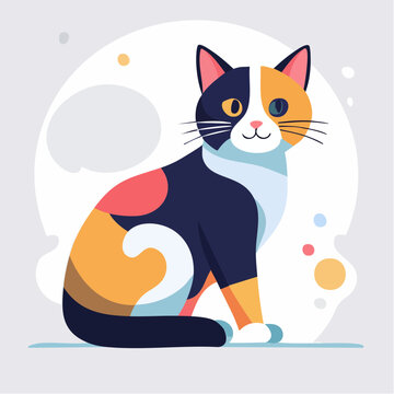 Stylized Calico Cat Illustration