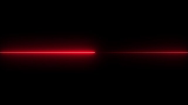 Glowing blue neon Straight neon lazer animation of horizontal line on alpha background, straight neon.
