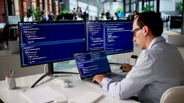 Man In Office Writing Software Code