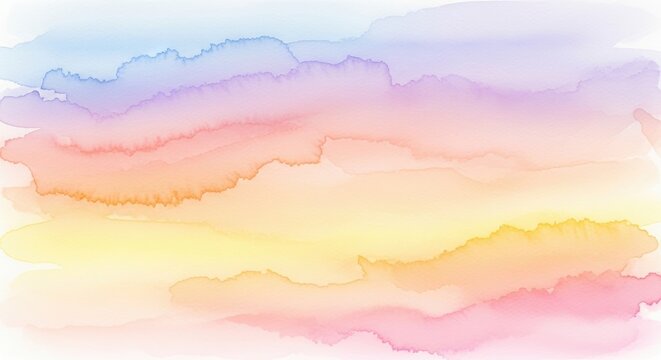 Soft Pastel Watercolor Sunset Sky with Gentle Clouds and Blended Colors