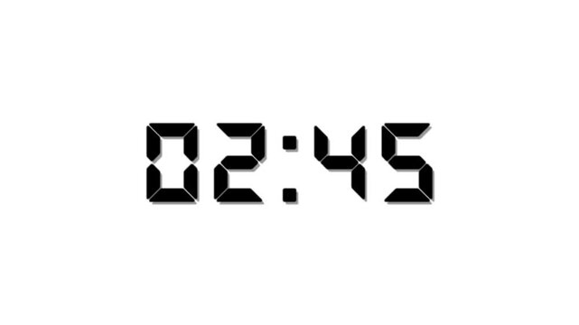 Countdown timer animation of 3 minutes on transparent background with alpha channels.