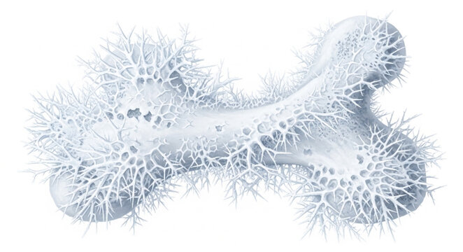 Frozen bone covered in ice crystals.