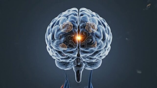 Intricate 3D Visualization of Neural Network Within the Brain Highlighting Interconnected Microscopic Elements and Complex Brain Functions