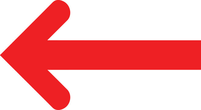 Simple red arrow icon pointing to the left on a plain surface Vector