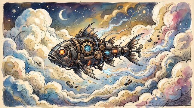 Robot fish in the clouds