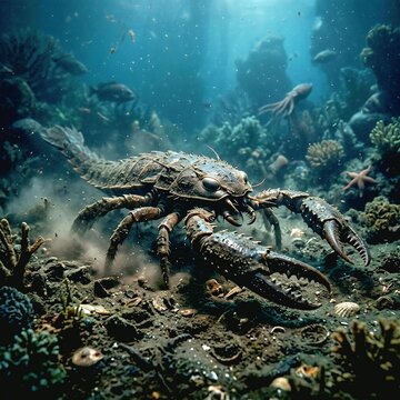 Eurypterid Sea Scorpion on Ocean Floor