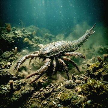 Eurypterid Sea Scorpion on Ocean Floor