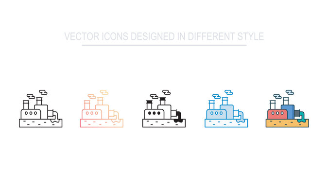 Polluted River Icon Set