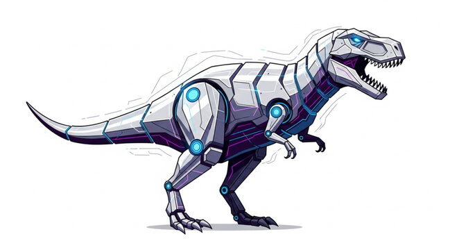 Futuristic Robot Dinosaur T Rex Mechanical Creature.