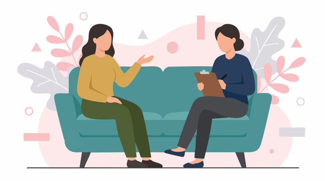 Flat illustration of two women having a counseling or therapy session