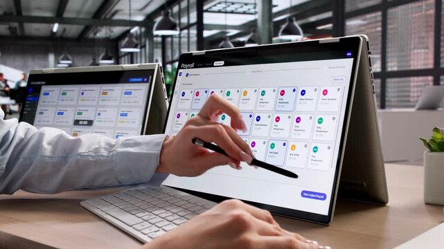 HR Manager Efficiently Processes Payroll Using Advanced Software