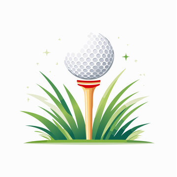 Golf ball on tee with grass