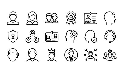 Fototapeta premium Professional User and Profile Outline Icons Vector Set with Editable Stroke Design