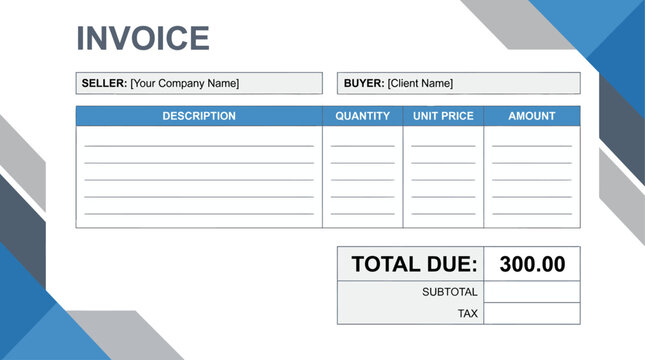Modern Business Invoice Template Design with Professional Layout for Corporate Billing and Financial Document Accounting