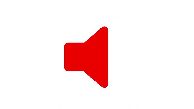 Minimal red speaker sound icon isolated on white background in clean flat design style